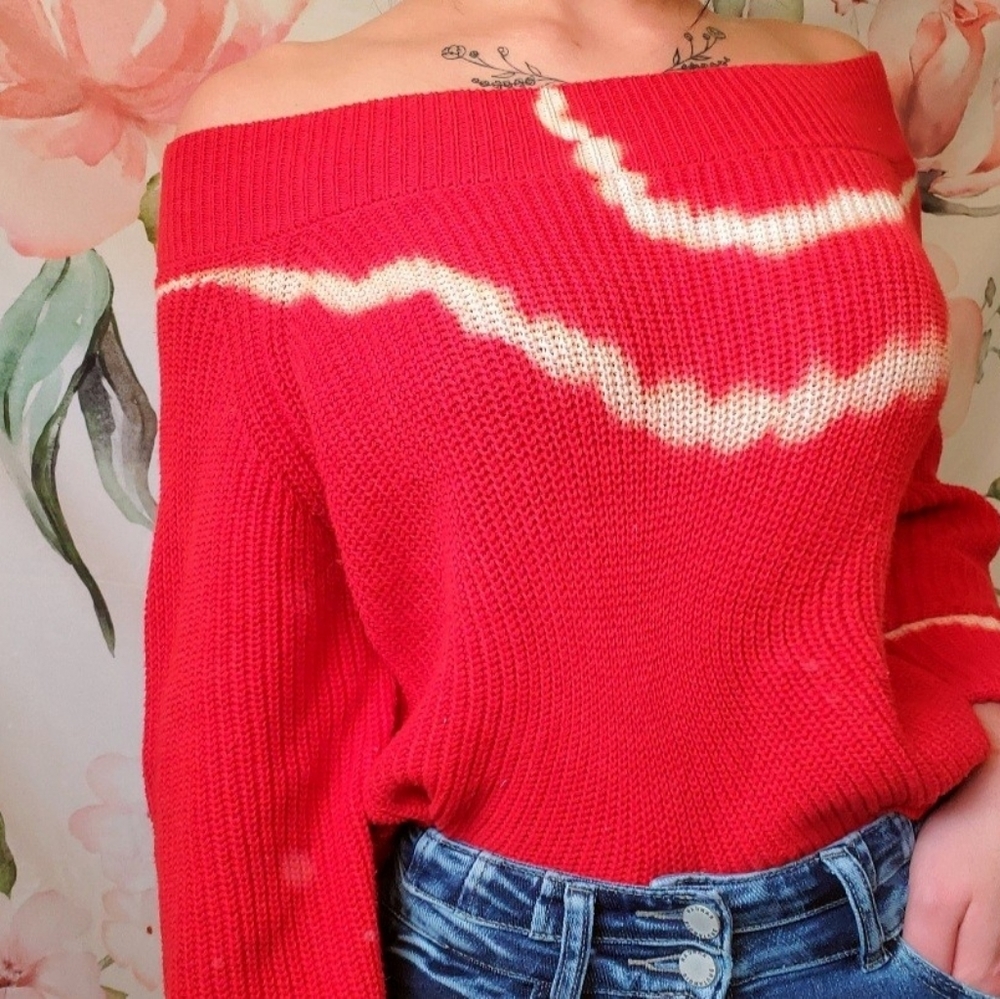 Red tye-dyed sweater